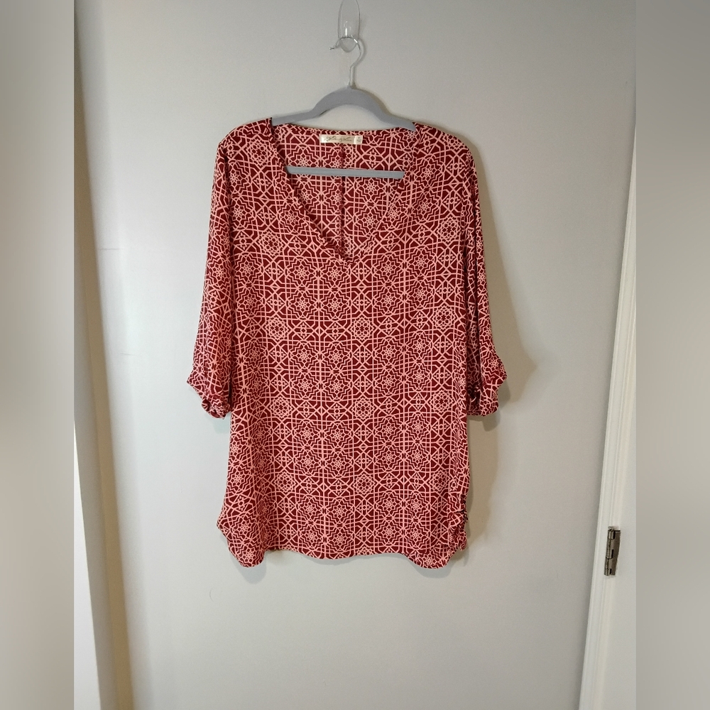 Red Geometric Pattern Blouse